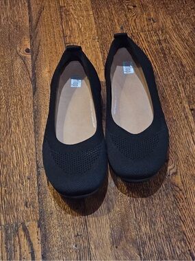 Fitflop Black Knit Slip-On Ballet Flats